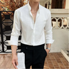 Herren-Slim-Fit-Langarm-Hemd mit Stehkragen