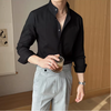 Herren-Slim-Fit-Langarm-Hemd mit Stehkragen