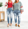 Myra - Trendy zerrissene boyfriendjeans mit umschlag