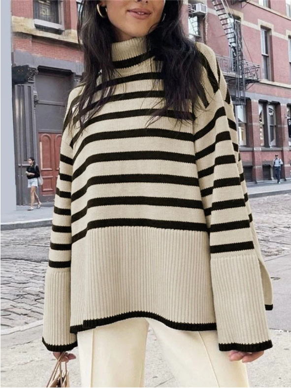 Whitney - Gestreifter damen-rollkragenpullover