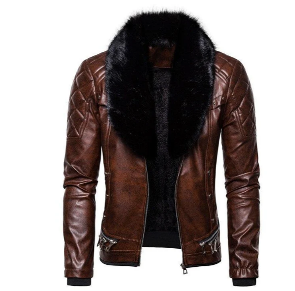 Mathis - Herrenlederjacke mit abnehmbarem kragen