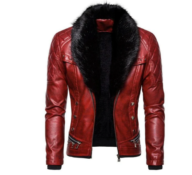 Mathis - Herrenlederjacke mit abnehmbarem kragen