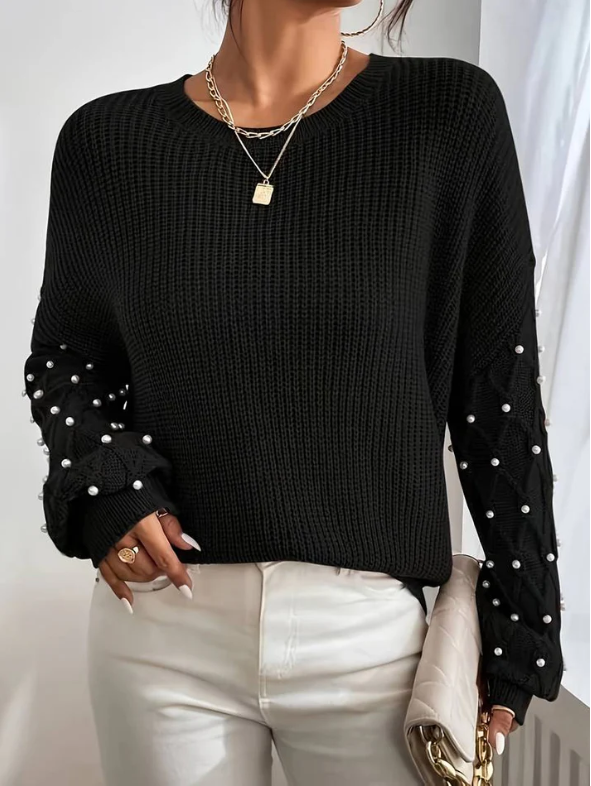 Skylar - Damen strickpullover mit perlen