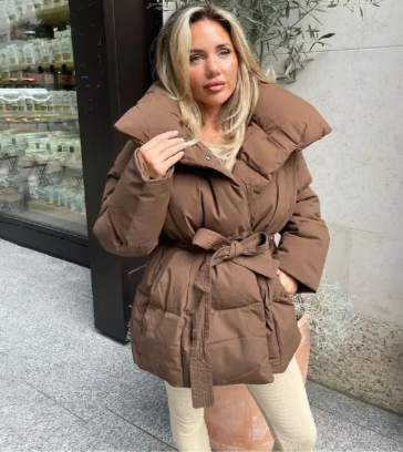 Louisa - Luxuriöse Wickel-Pufferjacke Für Damen Mit Taillengürtel