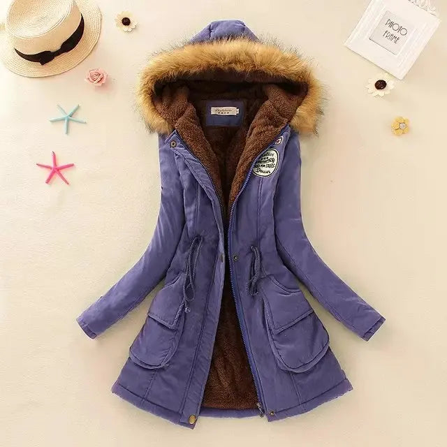 Geraldine - Warm gefütterte winterjacke mit kapuze für damen