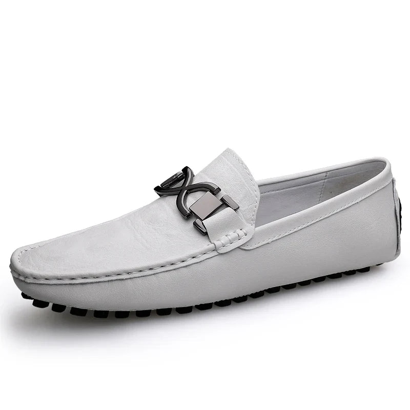 Herren-Lederhalbschuhe mit Schnalle und Gummi-Fahrsohle