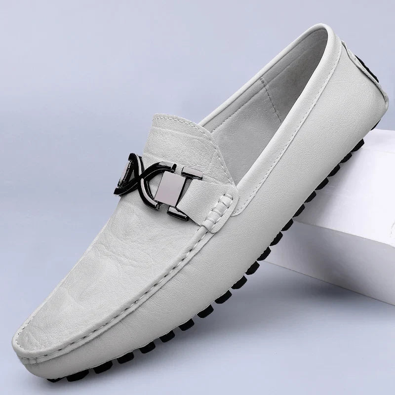 Herren-Lederhalbschuhe mit Schnalle und Gummi-Fahrsohle