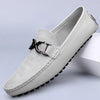 Herren-Lederhalbschuhe mit Schnalle und Gummi-Fahrsohle