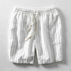 Herren-Shorts aus Baumwoll-Leinen mit Kordelzug und Nadelstreifen