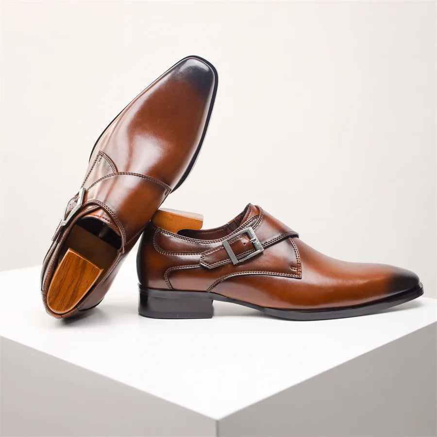 Herren Lancaster Anzugschuhe aus echtem Leder mit Metallschnalle