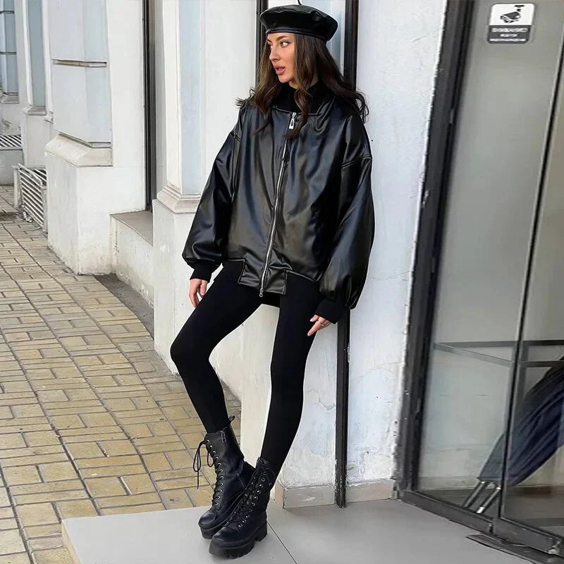 Vickie - Lockere Motorrad-Lederjacke