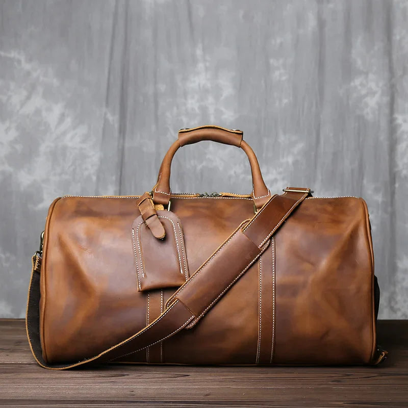 Reisetasche aus Leder - Stilvolles Handgepäck mit Schultergurt