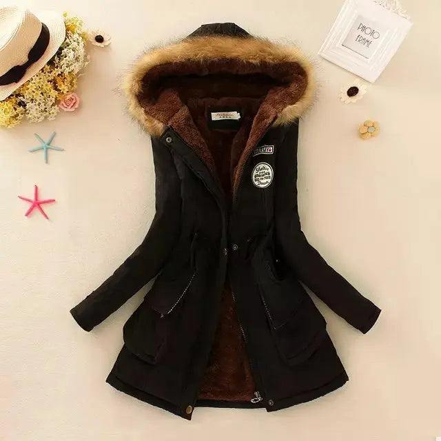 Geraldine - Warm gefütterte winterjacke mit kapuze für damen