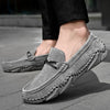 Herren-Wildleder-Slipper mit Handnaht und Gummisohle