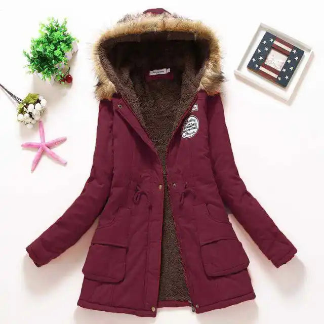 Geraldine - Warm gefütterte winterjacke mit kapuze für damen