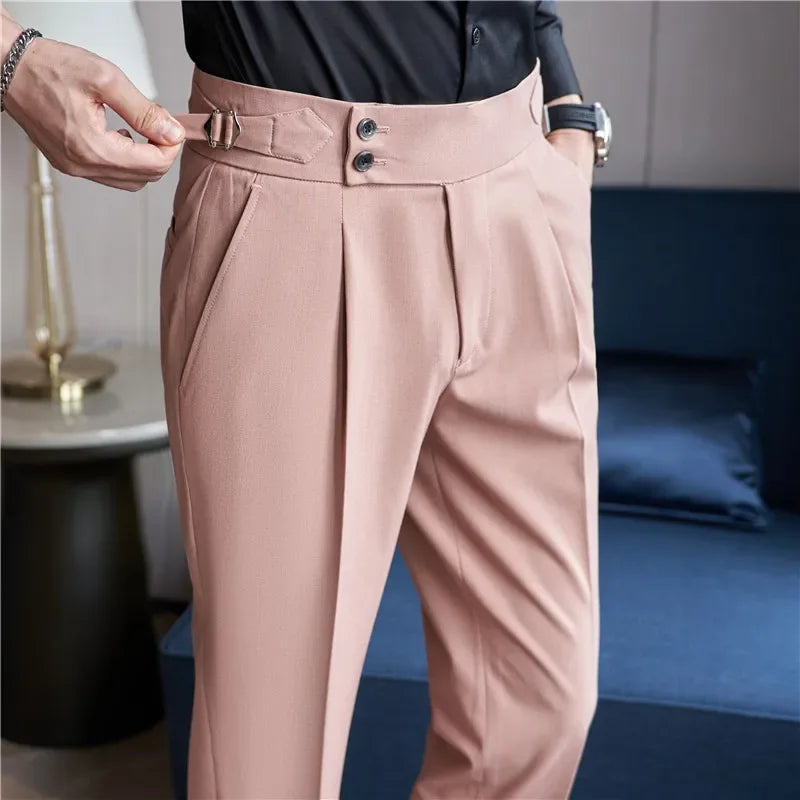 Herren Hochtaillierte Anzughose - Viskose-Spandex-Mix