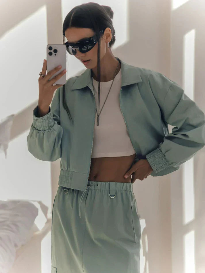 Kyleigh - Kurze mintgrüne jacke