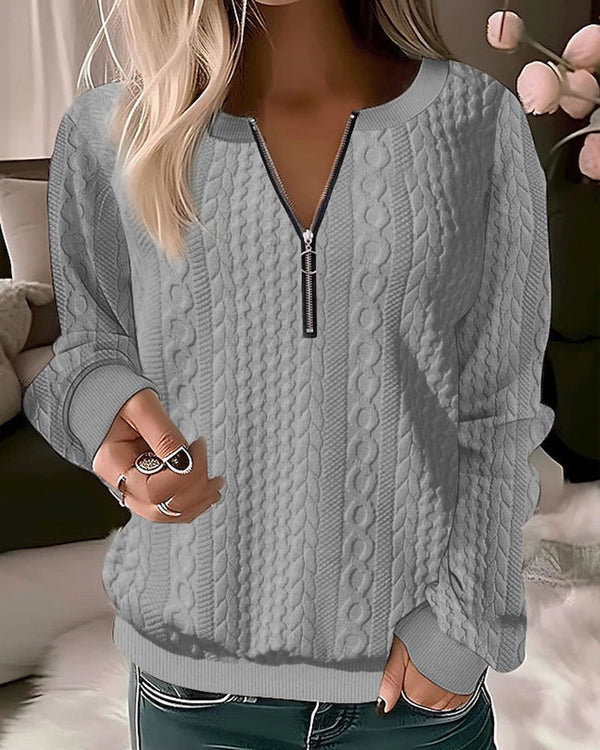 Hallie - Lässiger strickpullover mit halbem reißverschluss