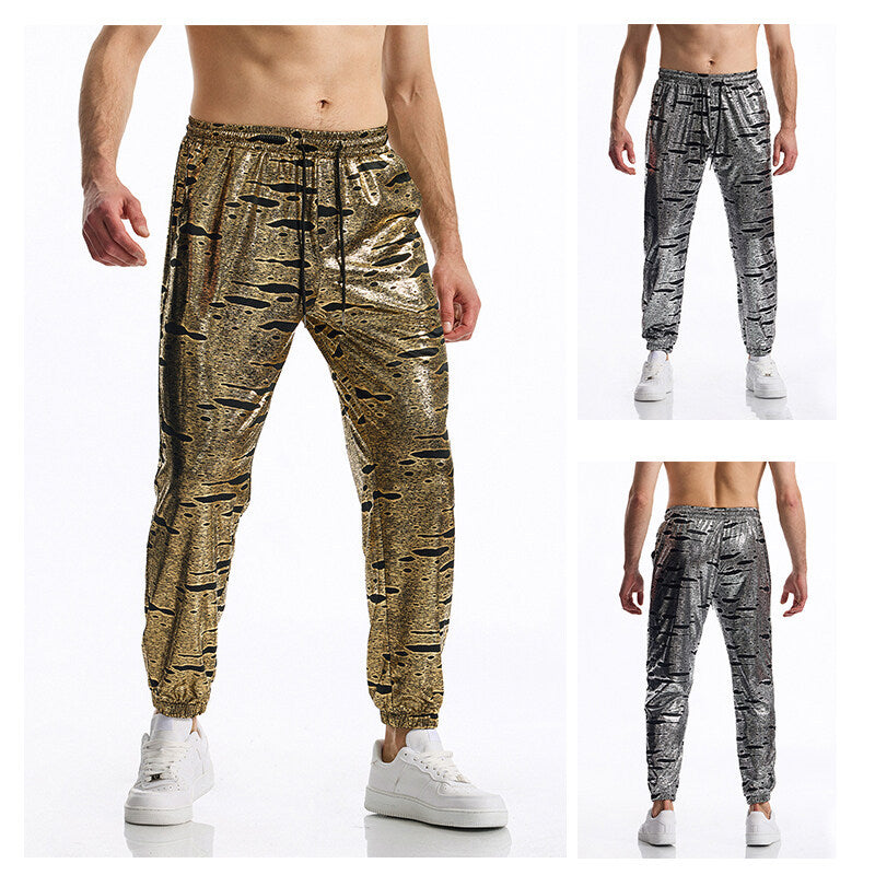 Glänzende Sport-Jogginghose mit Kordelzug für Herren