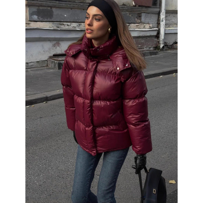 Steppjacke mit glänzender Oberfläche für Damen