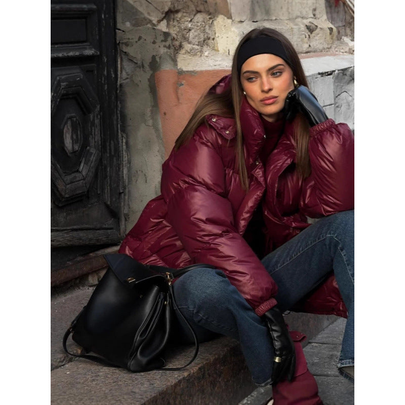 Steppjacke mit glänzender Oberfläche für Damen