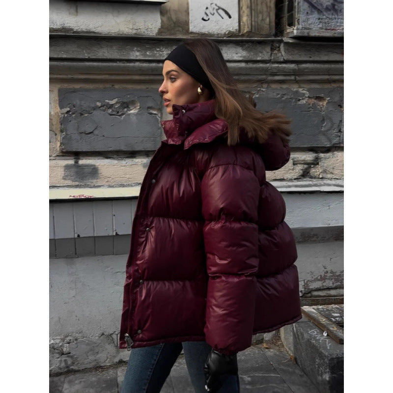 Steppjacke mit glänzender Oberfläche für Damen