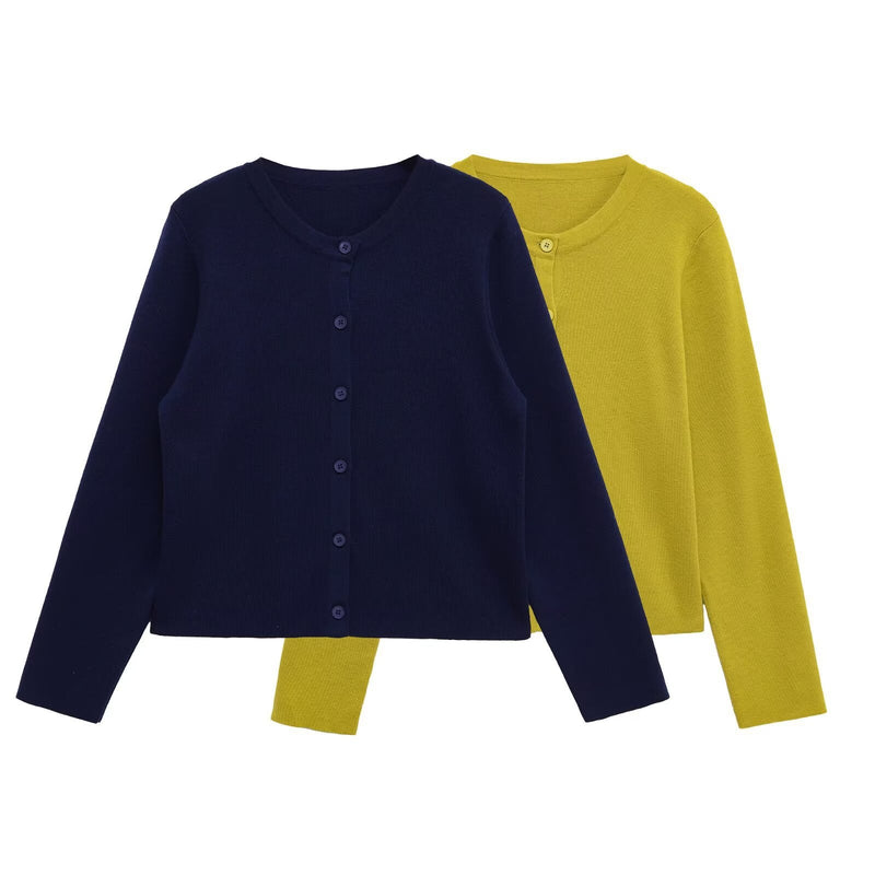 Strick-Top mit Rundhals und Knopfleiste für Damen