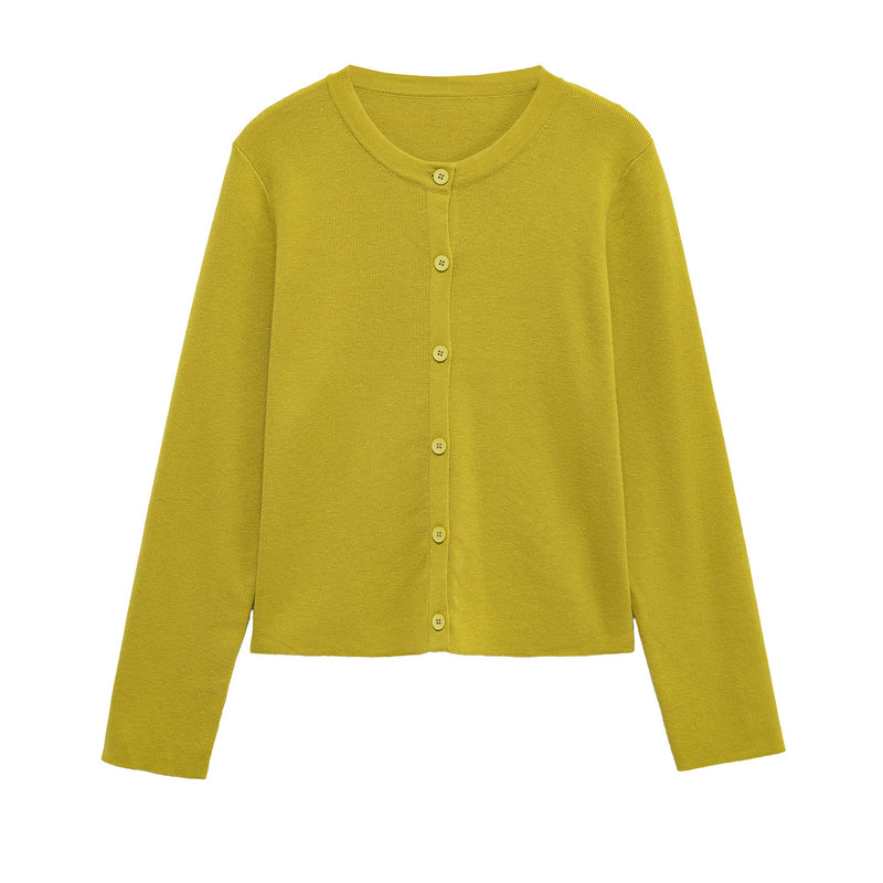 Strick-Top mit Rundhals und Knopfleiste für Damen