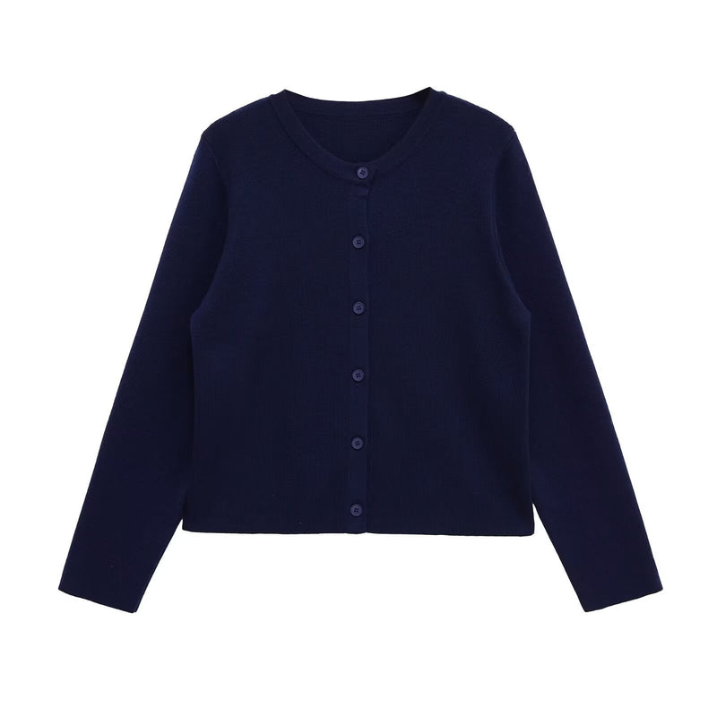 Strick-Top mit Rundhals und Knopfleiste für Damen