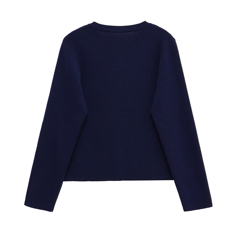 Strick-Top mit Rundhals und Knopfleiste für Damen