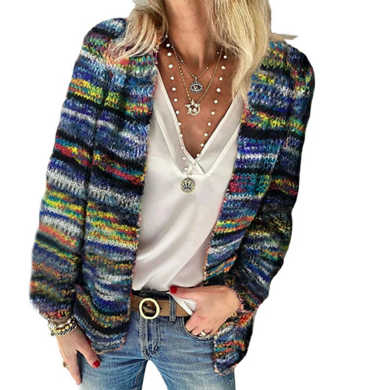 Bunte Strickjacke für Damen mit lockerer Passform