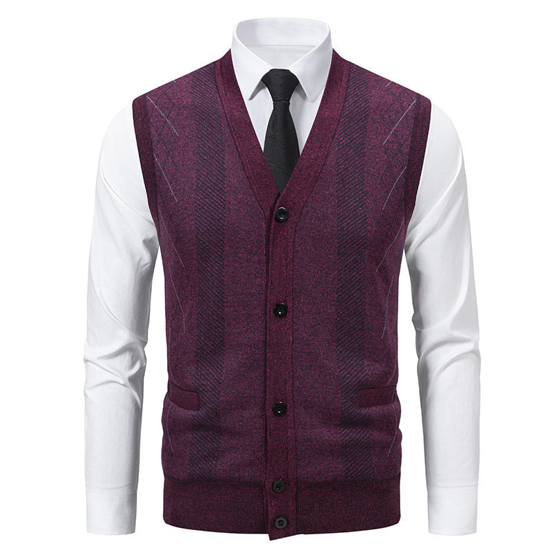 Feinstrick V-Ausschnitt Strickjacke für Herren