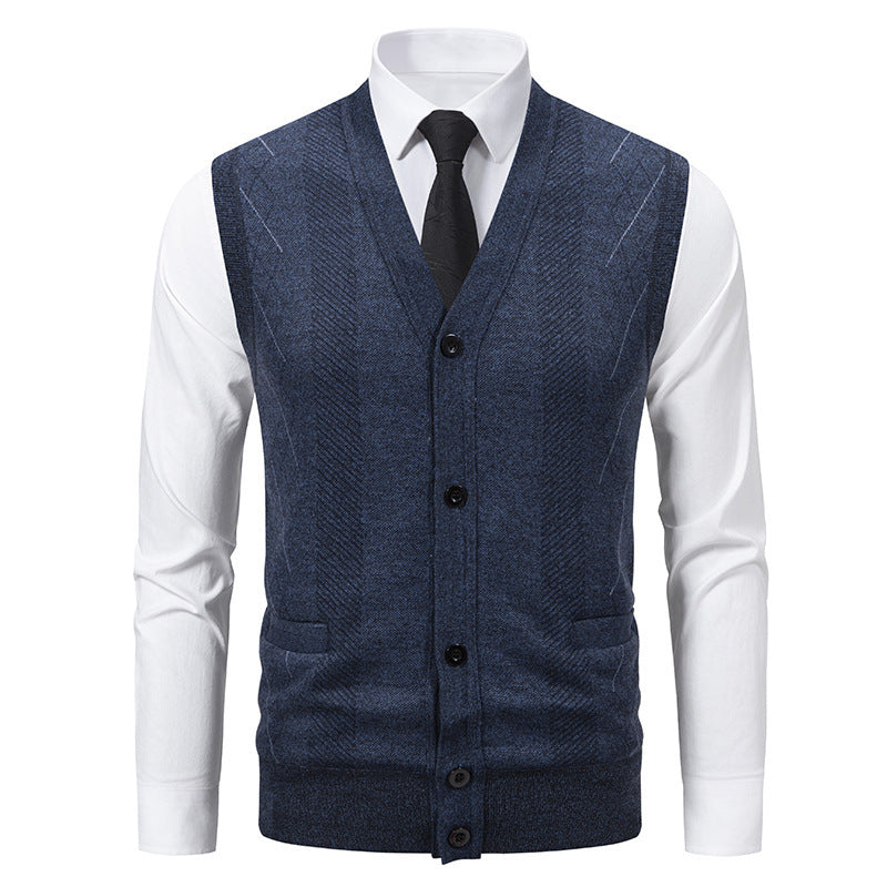 Feinstrick V-Ausschnitt Strickjacke für Herren