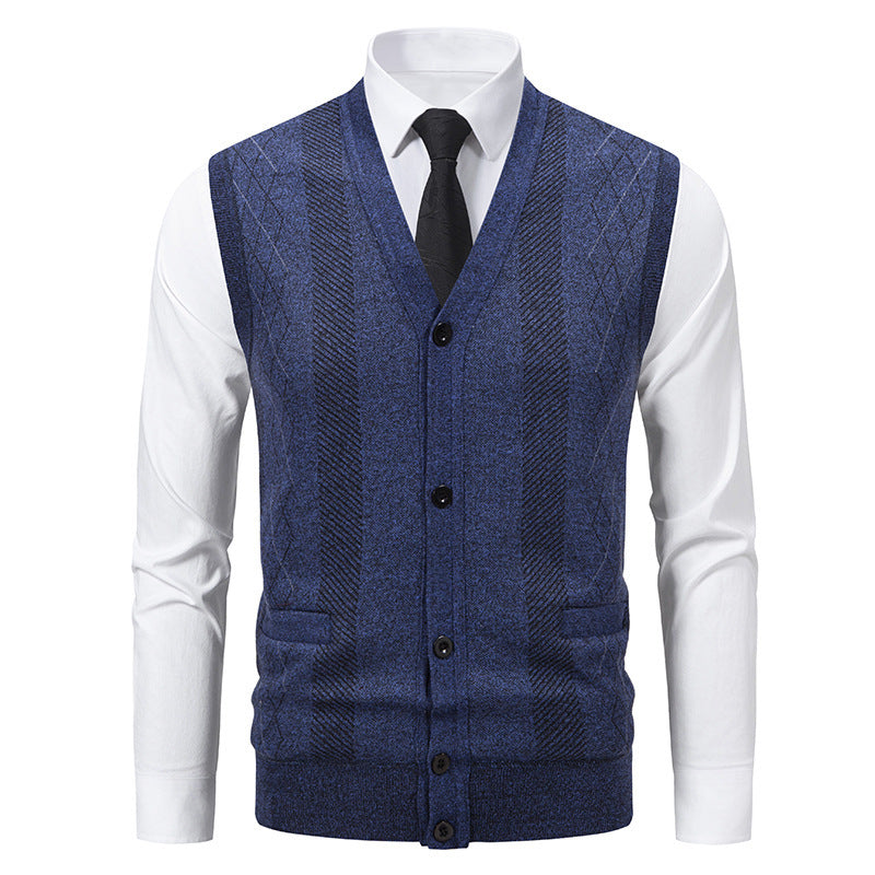 Feinstrick V-Ausschnitt Strickjacke für Herren