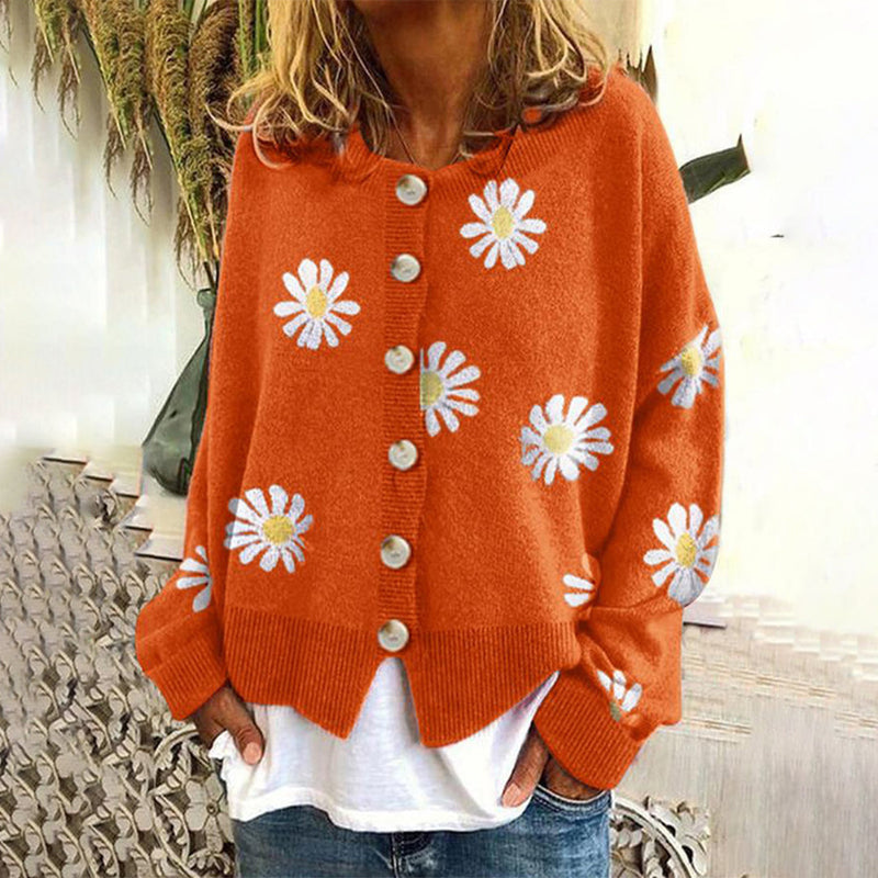 Strickpullover für Damen mit Blumenmuster