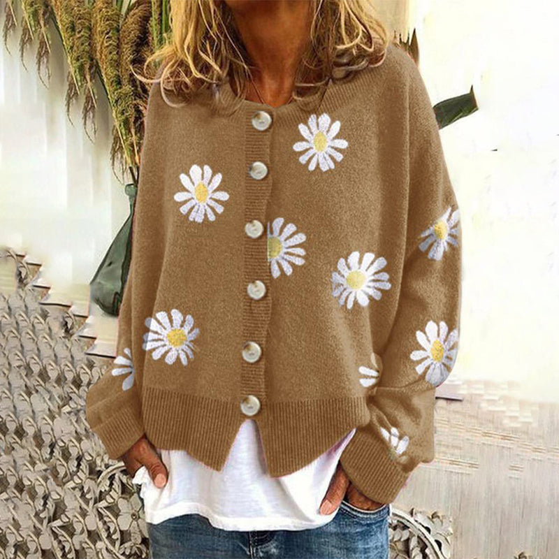 Strickpullover für Damen mit Blumenmuster