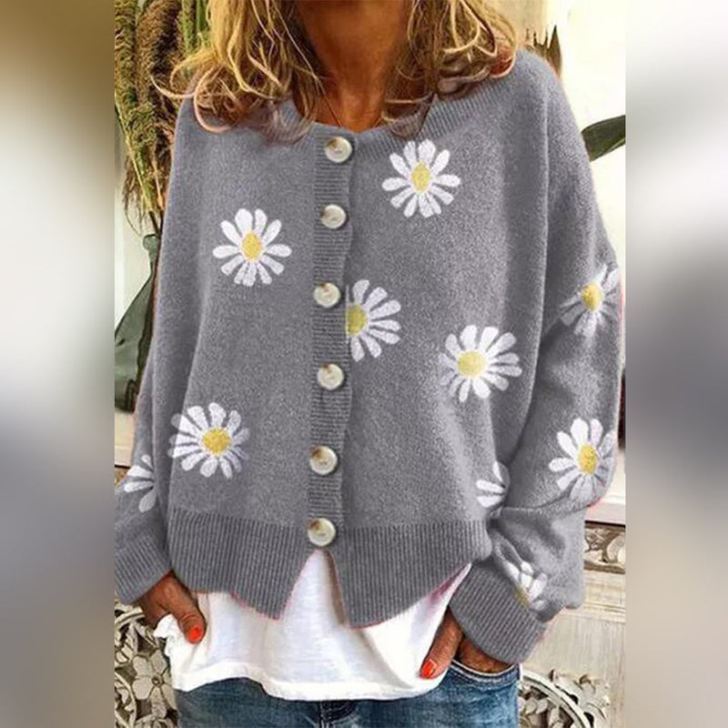 Strickpullover für Damen mit Blumenmuster