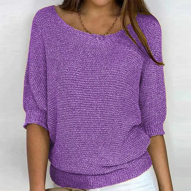 Strickpullover mit 3/4-Ärmeln für Damen