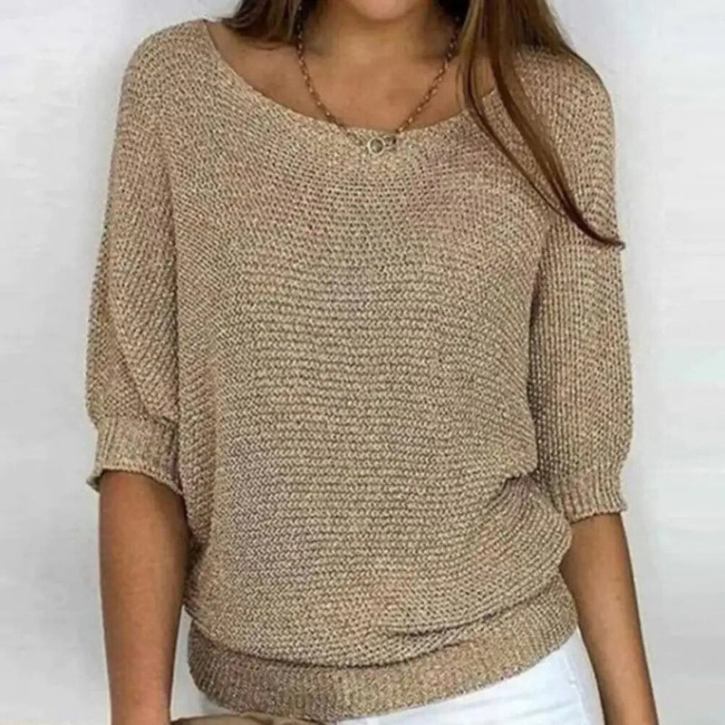 Strickpullover mit 3/4-Ärmeln für Damen