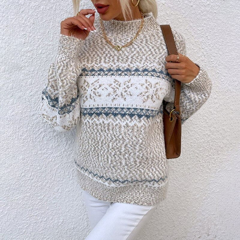 Strickpullover für Damen mit Schneeflocken-Muster