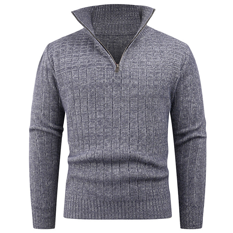 Herren Strickpullover mit Reißverschluss und Rippenstruktur für stilvolle Outfits
