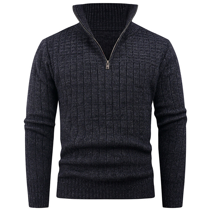 Herren Strickpullover mit Reißverschluss und Rippenstruktur für stilvolle Outfits