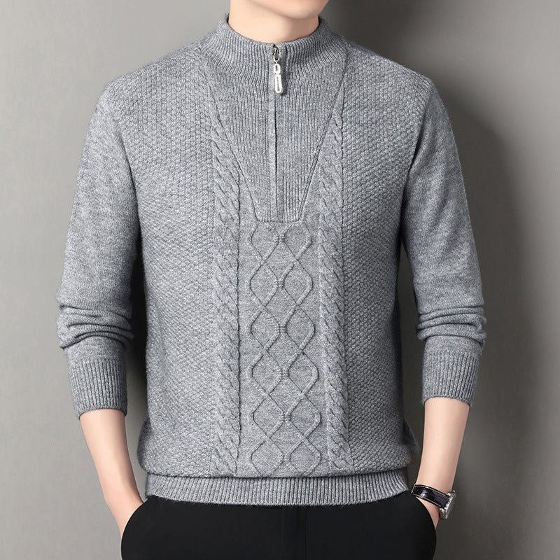 Strickpullover für Herren mit hohem Kragen und Zipper