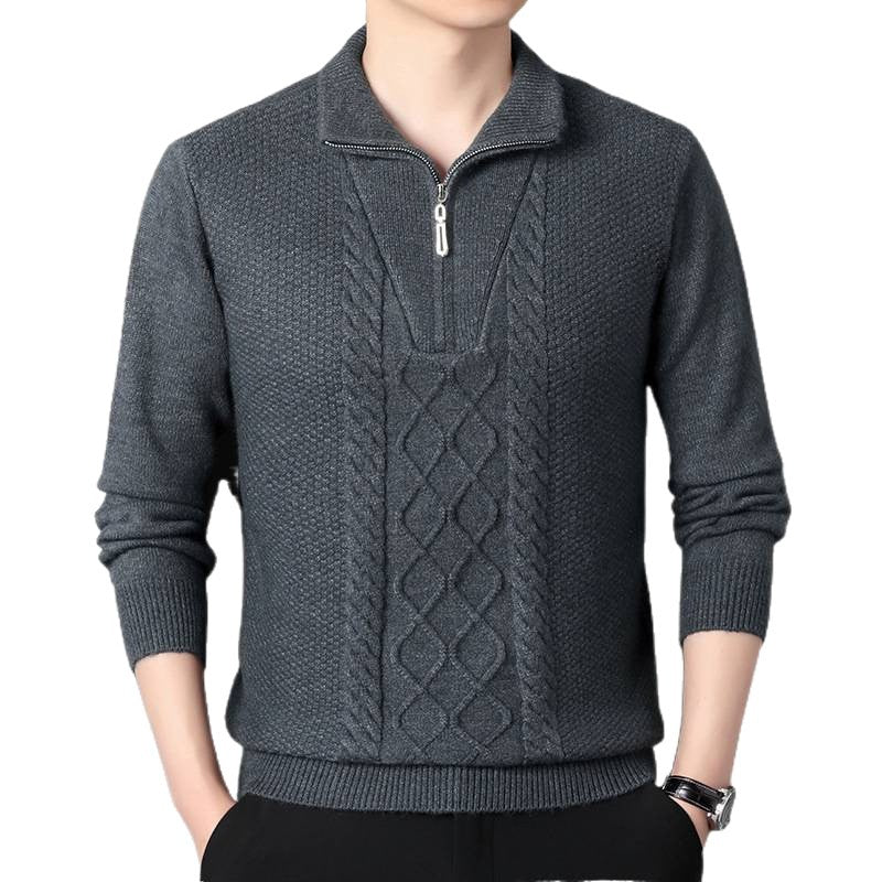 Strickpullover für Herren mit hohem Kragen und Zipper
