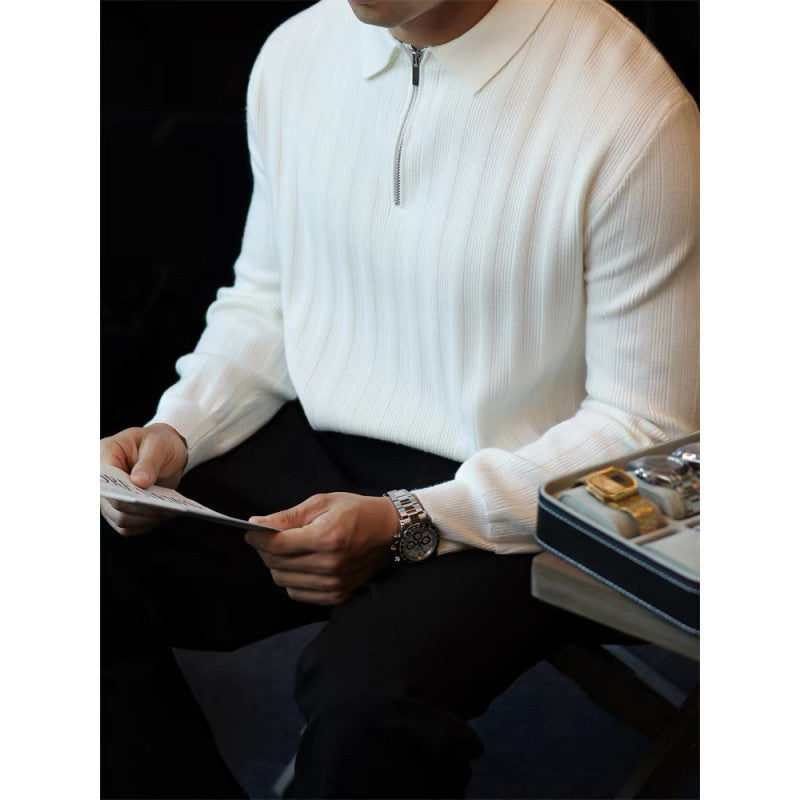 Strickpullover mit Kragen und Reißverschluss für Herren