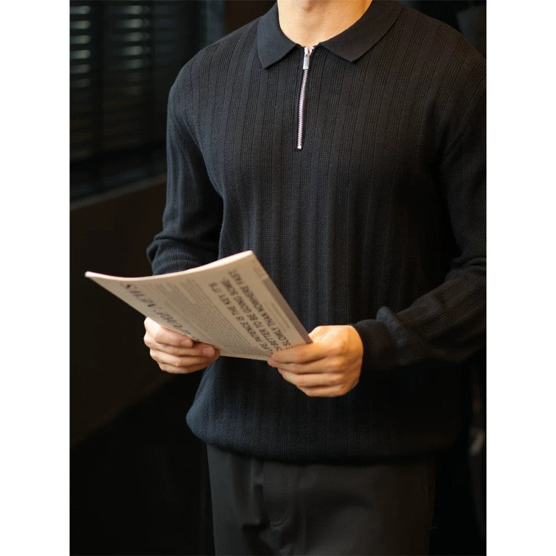 Strickpullover mit Kragen und Reißverschluss für Herren