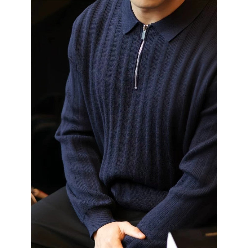 Strickpullover mit Kragen und Reißverschluss für Herren