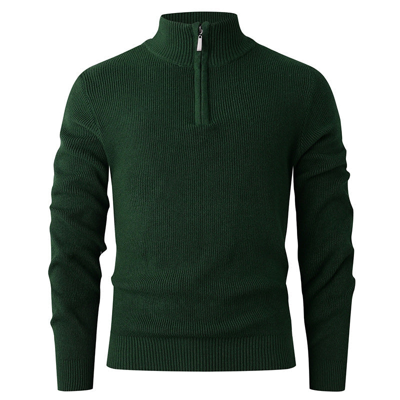 Komfortabler Strickpullover für Herren mit Zipper und Stehkragen