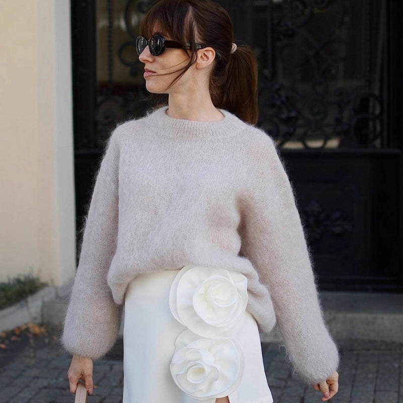 Strickpullover mit Volumenärmeln für Damen