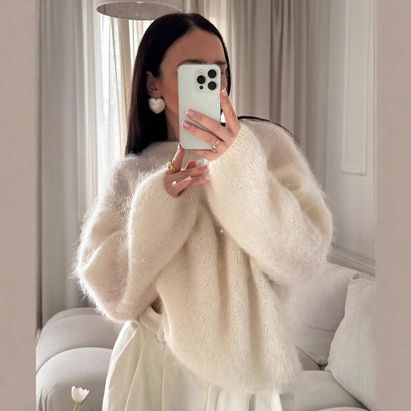 Strickpullover mit Volumenärmeln für Damen